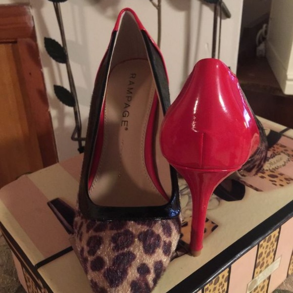 Misses heels cheetah & red 4 ' new club shoes - Picture 4 of 4
